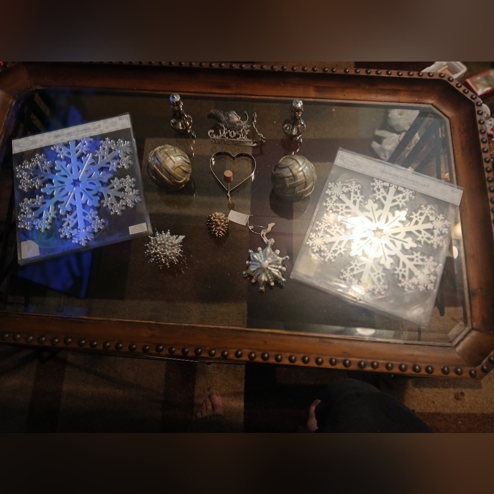 Lot of 11 unique Silver Snowflake Christmas Ornaments Like New